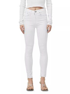 Rag & Bone Nina High-Rise Ankle Slim White Jeans, size 30